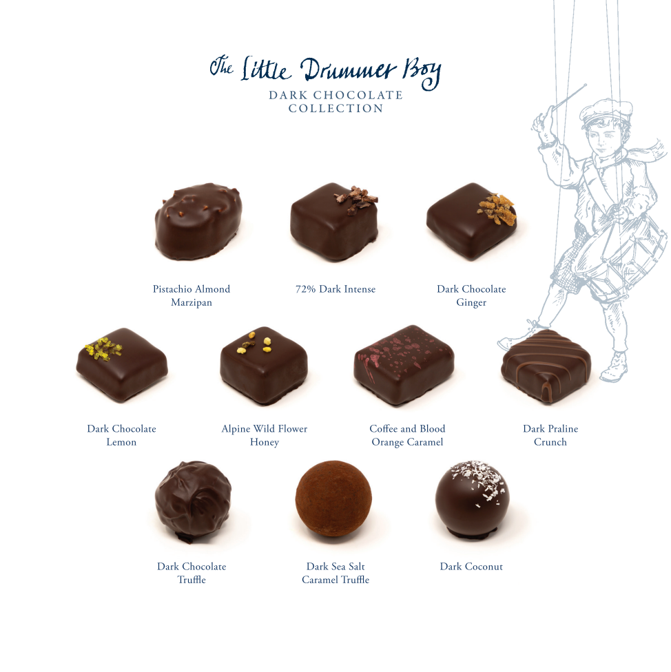 Rococo Chocolates | The Little Drummer Boy Dark Chocolate Collection