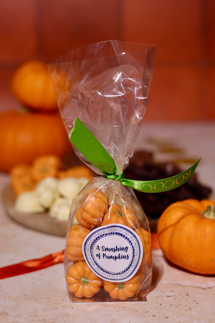 Rococo Chocolates Smashing Of Pumpkins. Praline filled pumpkins. The perfect Trick Or Treat Sweet for Halloween