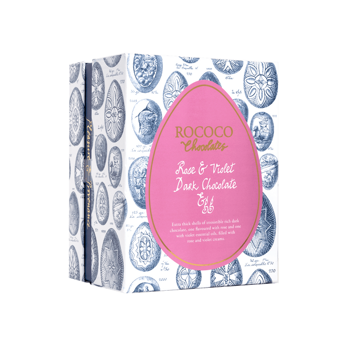 Rose & Violet Dark Chocolate Easter Egg - Rococo Chocolates